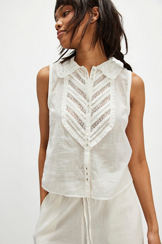 We The Free Darby Muscle Tank Top at Free People in Clean Ivory, Size: Large