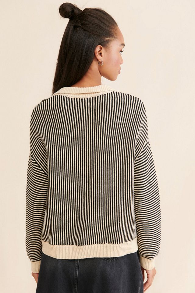 Found Striped Knit Collar Sweater #1