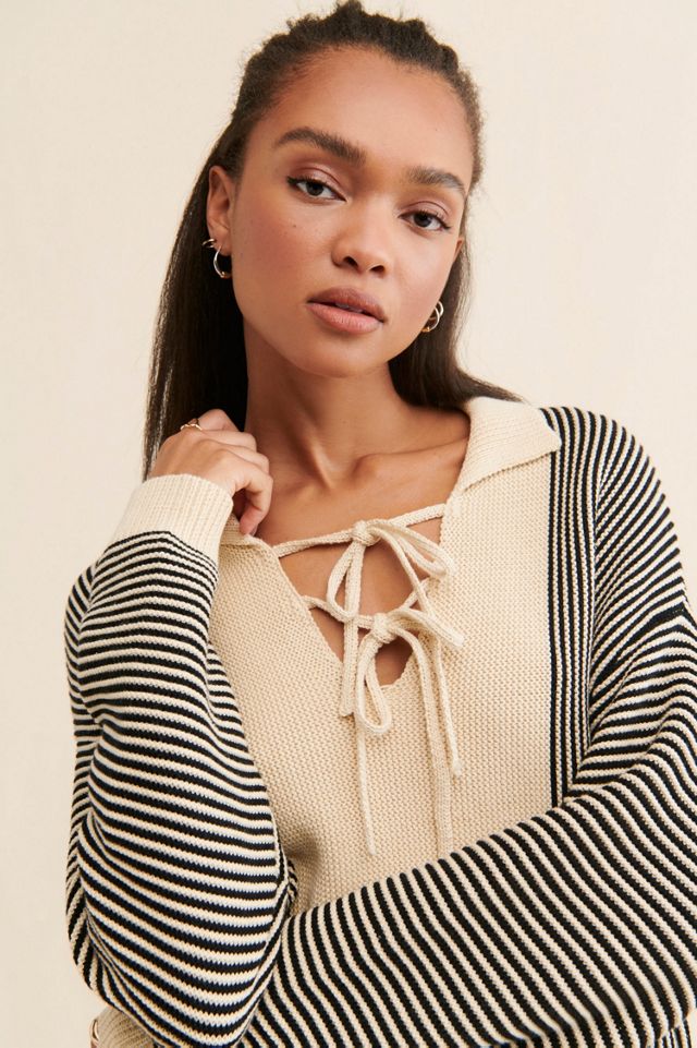 Found Striped Knit Collar Sweater #2