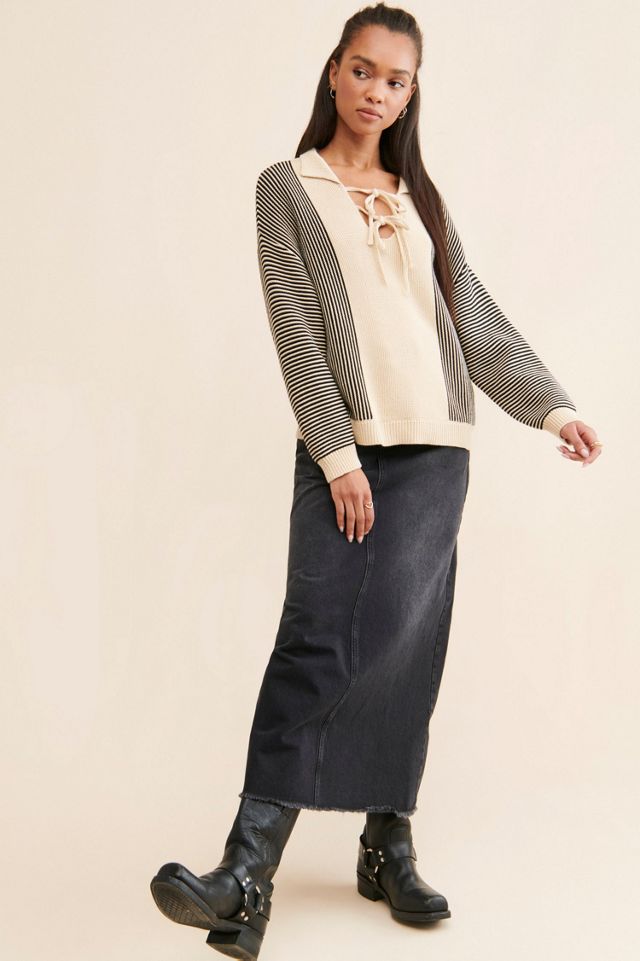 Found Striped Knit Collar Sweater #3
