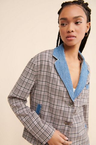 Re_Nuuly x Riley Vintage Denim Trim Blazer