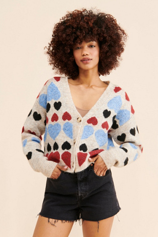Free the Roses Heart Print Cardigan