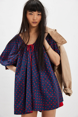 Bop Around Printed Romper at Free People in Dark Blue Combo, Size: Small