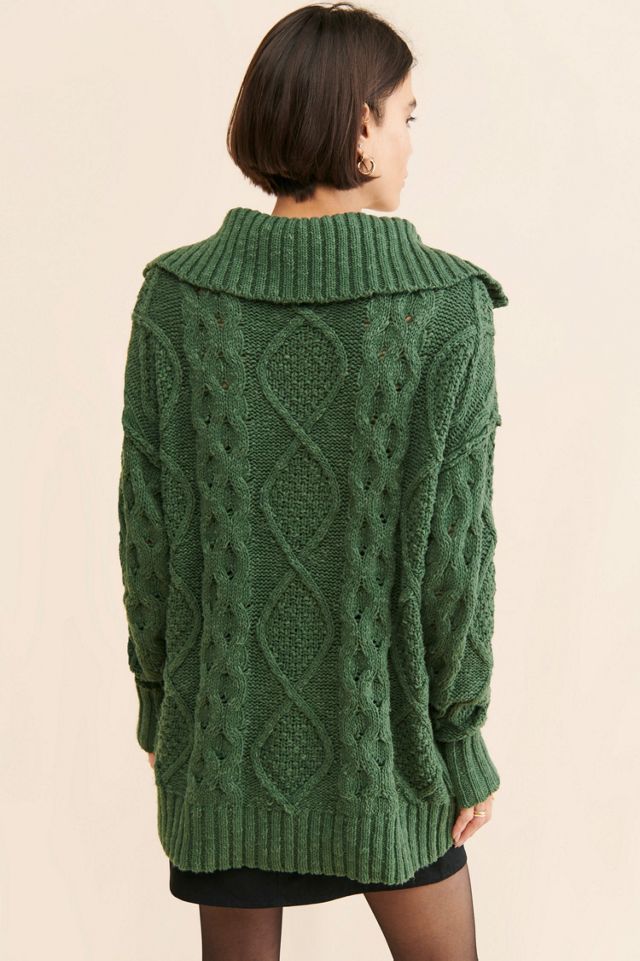 Driftwood Cable Knit Polo Sweater #1