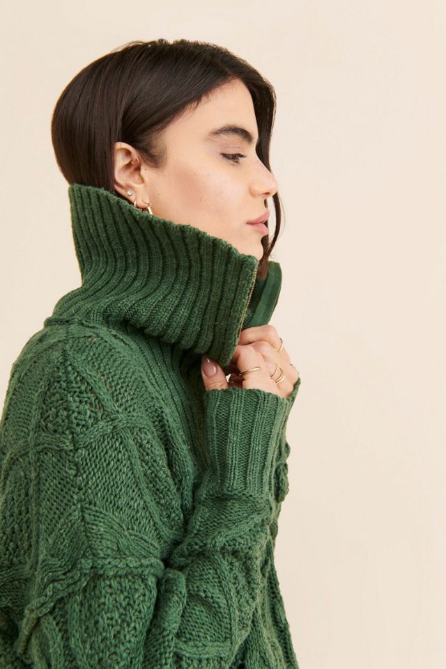 Driftwood Cable Knit Polo Sweater #2