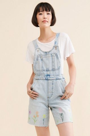 Re_Nuuly x The Series Embroidered Floral Shortalls