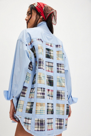Mad For Madras Shirt at Free People in Chambray Blue, Size: Small