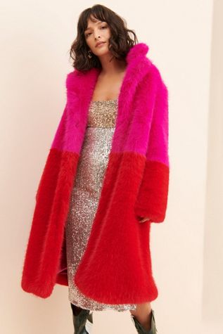 Jayley Collection Luxury Faux Fur Coat