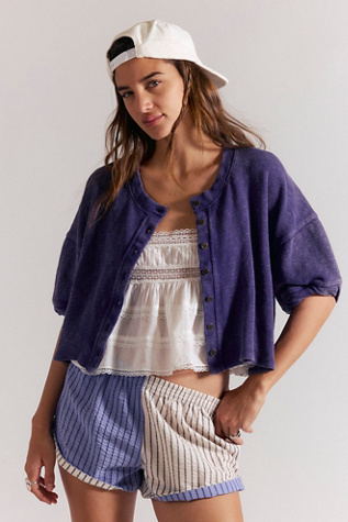 We The Free Flashback Cardi Tee at Free People in Blue, Size: XS