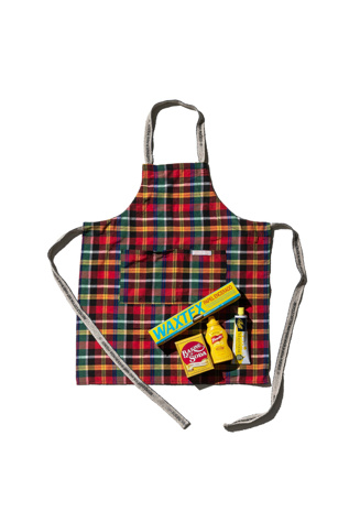 PUEBCO Recycle Cotton Check Apron at Free People in Red