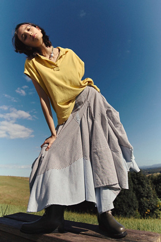 Tied And True Maxi Skirt by Free People in Blue, Size: L