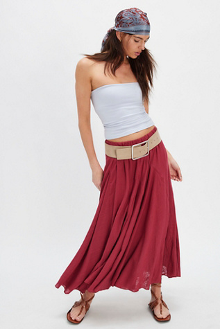 Madras That Solid Linen Maxi Skirt at Free People in Deep Claret, Size: XS
