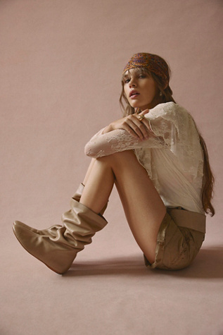 Single Sole Slouch Boots by Free People in Tan, Size: US 10