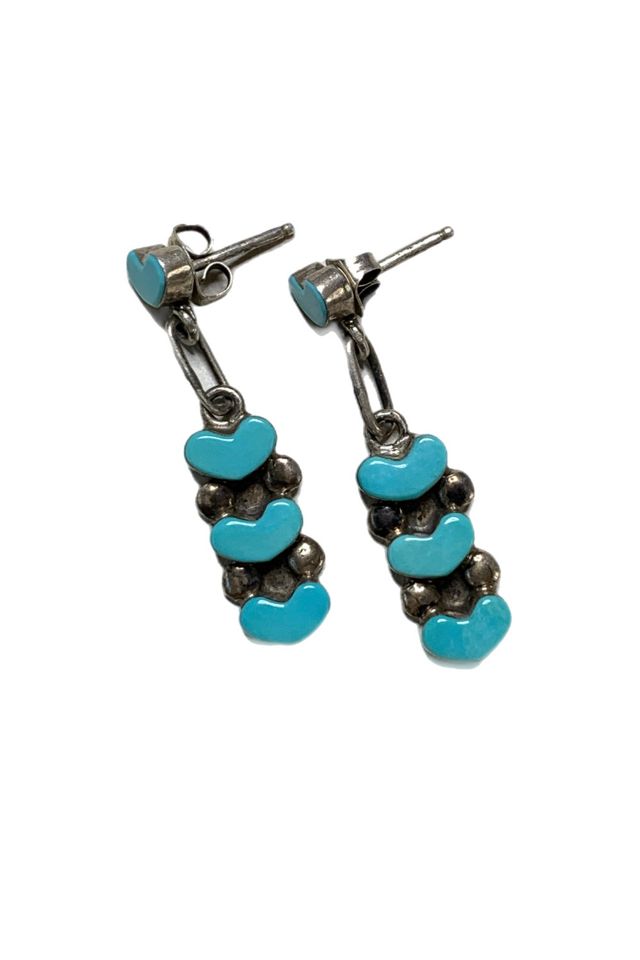 Vintage Sterling Silver Heart Dangle Earrings with Gemstones Selected by Lux Revival