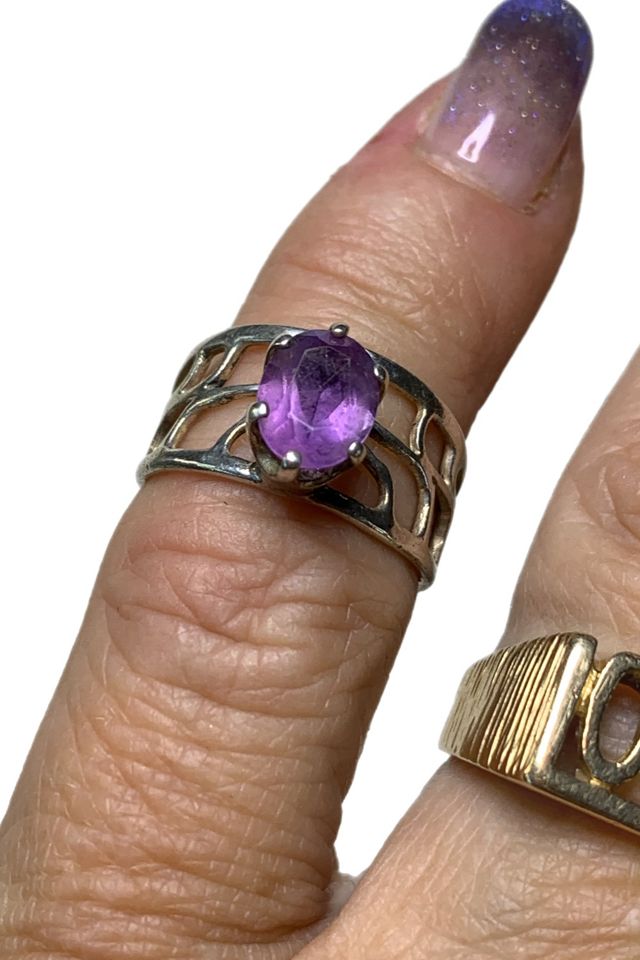 Vintage Sterling + Amethyst Openwork Ring Selected by Lux Revival #2