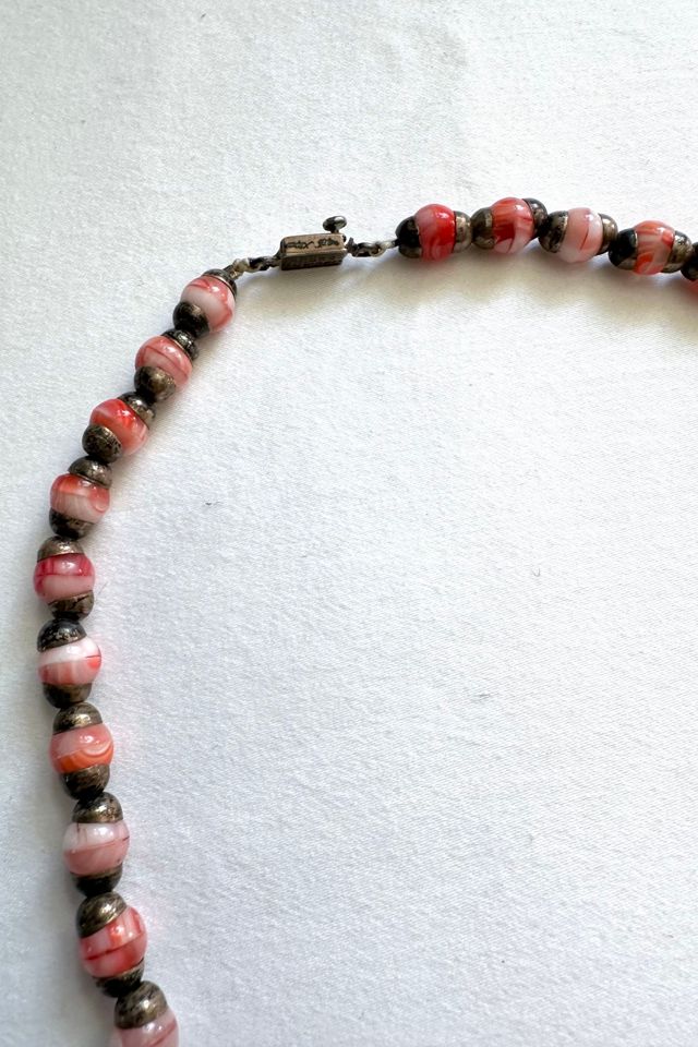 Vintage Pink Agate and Sterling Silver Necklace Selected by Grievous Angel Vintage #2
