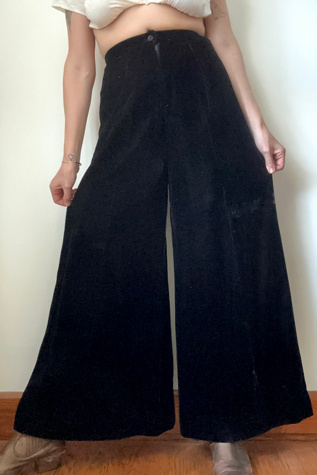 Vintage 1960s Wide Leg Velvet Pants Selected by Grievous Angel Vintage