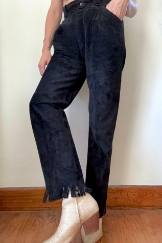 Vintage Suede Fringe Pleated Pants Selected by Grievous Angel Vintage