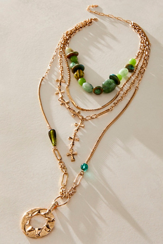 Snowy Layer Necklace par Free People en Bright Beads, pour femme