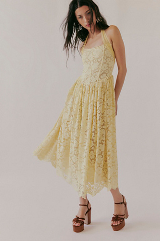 For Love & Lemons Lakeside Midi Dress at Free People in Yellow, Size: S