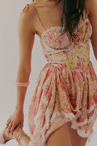 For Love & Lemons Elea Asymmetrical Mini Dress at Free People in Orange, Size: M