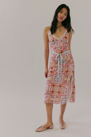 For Love & Lemons Beaded Handkerchief Midi Dress