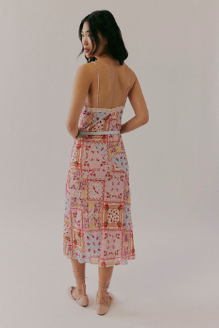 For Love & Lemons Beaded Handkerchief Midi Dress