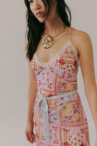 For Love & Lemons Beaded Handkerchief Midi Dress