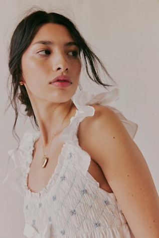 For Love & Lemons Birdie Bow Smocked Midi Dress