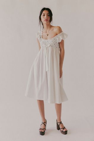 For Love & Lemons Birdie Bow Smocked Midi Dress