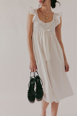 For Love & Lemons Birdie Bow Smocked Midi Dress
