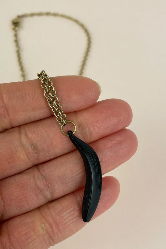 Vintage Black Plastic Banana Charm Necklace Selected By Ankh By Racquel #2