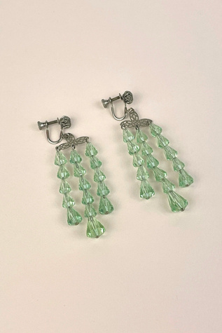Vintage Green Beaded Crystal Earrings Selected By Ankh By Racquel