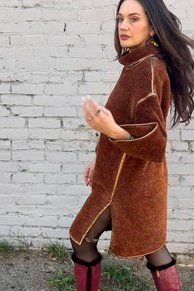 Vintage 1970s Geoffrey Beene Leather Trimmed Chenille Tunic Selected by Personal Choice #1