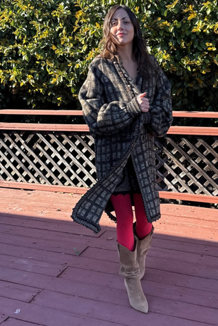 Vintage Capriccio Beaded Plaid Wool Sweater Coat Selected by Personal Choice