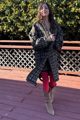 Vintage Capriccio Beaded Plaid Wool Sweater Coat Selected by Personal Choice