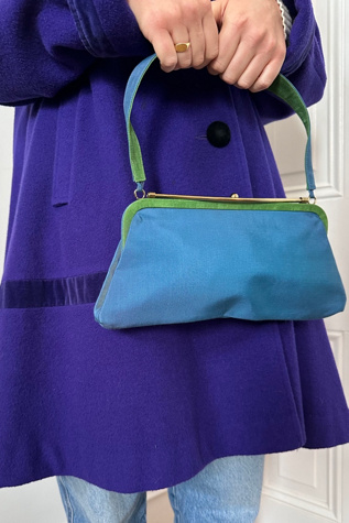 Blue and Green Retro Cocktail Bag with Gold Closure Selected by KA.TL.AK