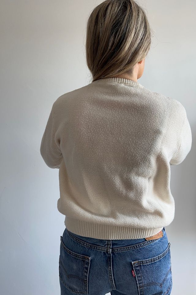 Vintage Cream Cable Knit Sweater with Blueberry Motif Selected by KA.TL.AK #2