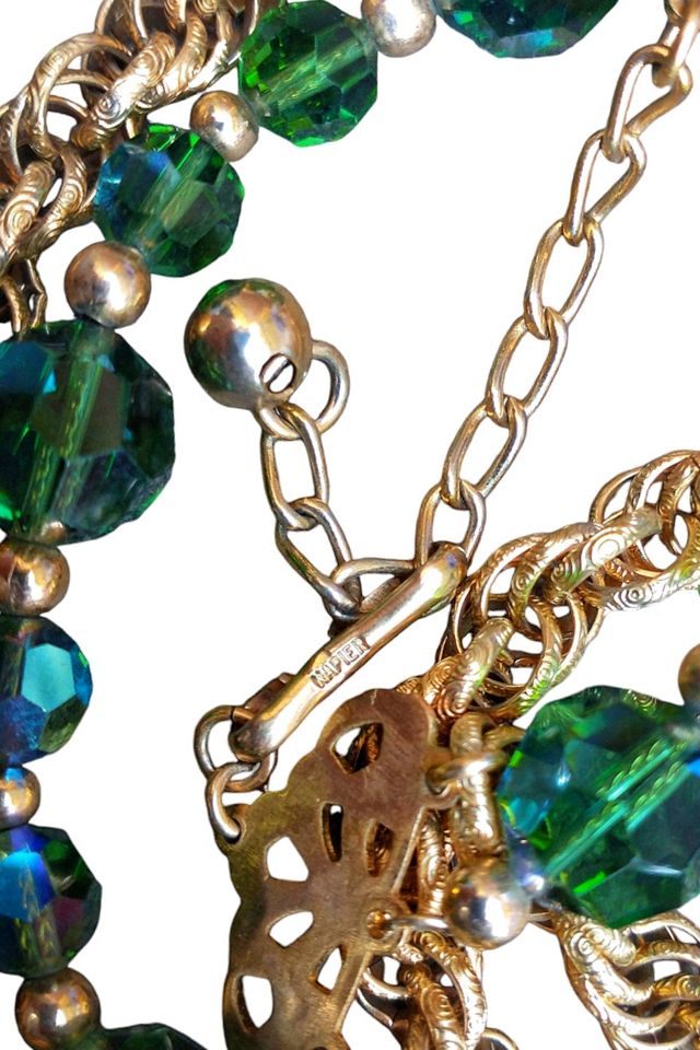 1960's Crystal Bead Triple Strand Necklace #3