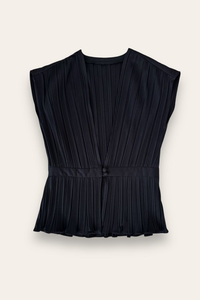 Vintage 1970's Deep V Pleated Top Selected By Afterlife Boutique #1