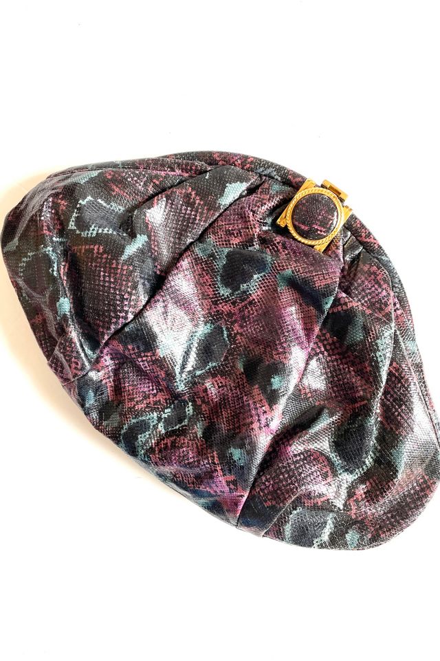 Vintage 1980's Purple,Blue Leather Clutch Purse Selected by FernMercantile #2