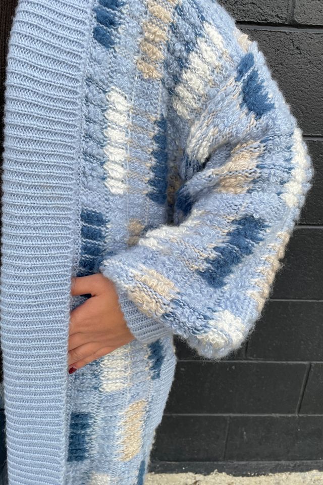 Vintage 1970's Blue Stripped  Sweater Cocoon Coat Selected by FernMercantile #1