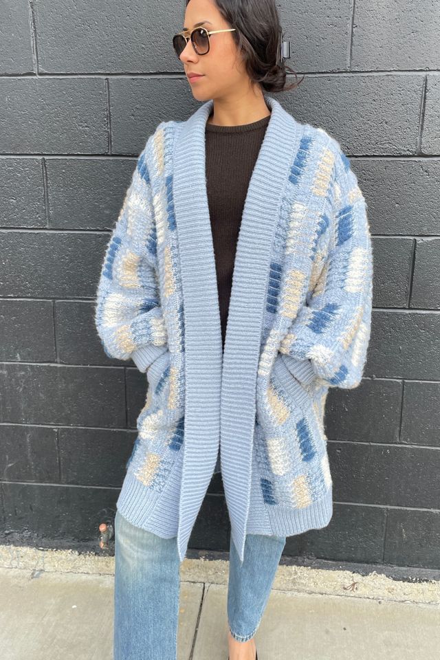 Vintage 1970's Blue Stripped  Sweater Cocoon Coat Selected by FernMercantile #2