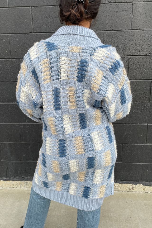 Vintage 1970's Blue Stripped  Sweater Cocoon Coat Selected by FernMercantile #3