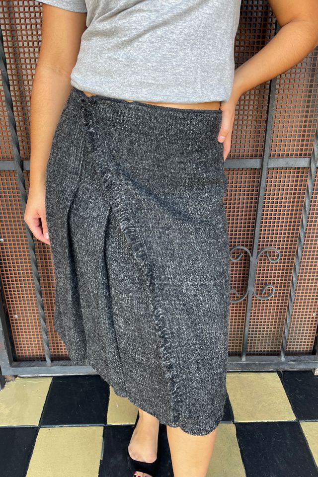 Cavalli Grey Wool Wrap Skirt Selected by FernMercantile #1