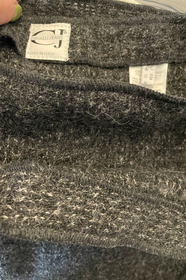 Cavalli Grey Wool Wrap Skirt Selected by FernMercantile #3