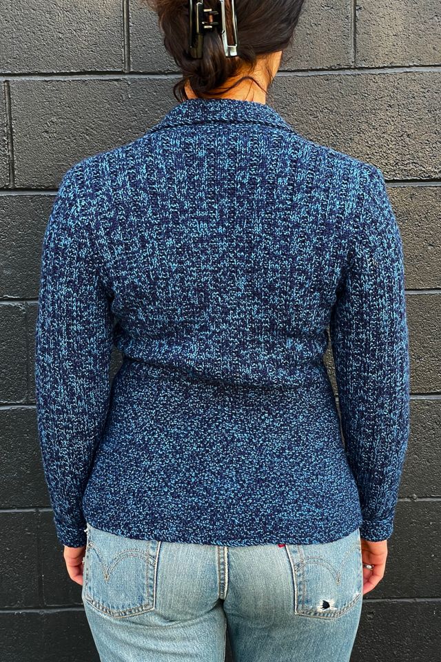 Vintage  2 Tone Blue Handmade Cardigan Sweater Selected by FernMercantile #1