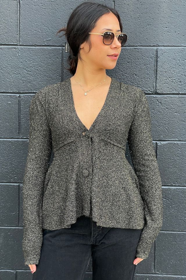 Co Clothing Black and Gold Metallic Cardigan Jacket Selected by FernMercantile #1