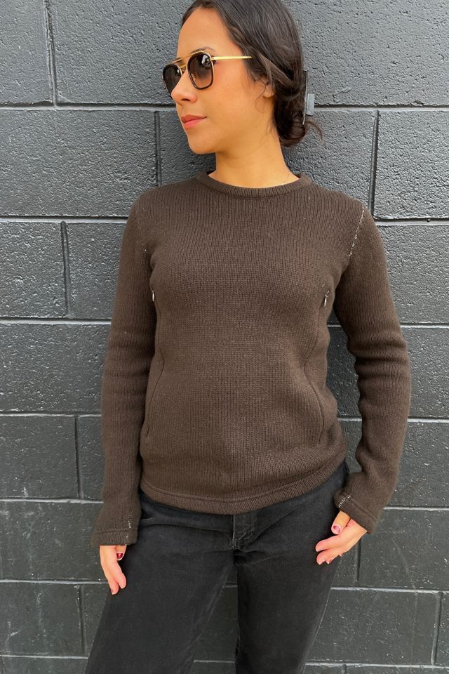 Maison Margiela Brown Zip Workwear Sweater #1