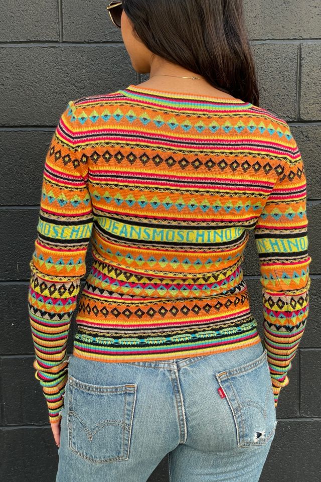 Vintage 1990's Moschino Jeans Colorful Aztec Stripped Sweater #1